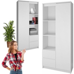 Regał Na Książki Biały Segregatory Półka x7 Biurowy Do Salonu Ben 80 cm