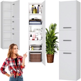 Szafka Łazienkowa Stojąca Słupek Regał Półka PZ 40x170x30 do łazienki Biała