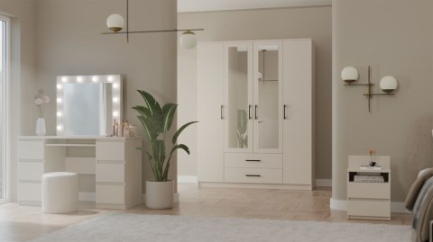 Szafa Garderoba Z Lustrem Rita 160 cm 2 Szuflady Półki Drążek Duża Kaszmir