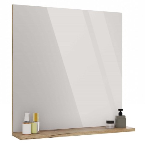 Lustro Łazienkowe 60x61,5 cm Ścienne Z Półką 12cm Dąb Evoke Bezramkowe Deko