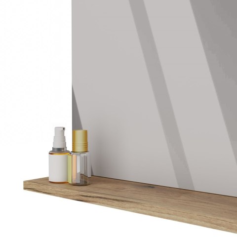 Lustro Łazienkowe 60x61,5 cm Ścienne Z Półką 12cm Dąb Evoke Bezramkowe Deko
