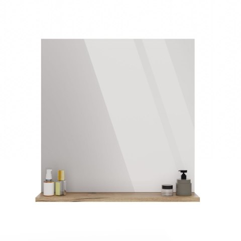 Lustro Łazienkowe 60x61,5 cm Ścienne Z Półką 12cm Dąb Evoke Bezramkowe Deko