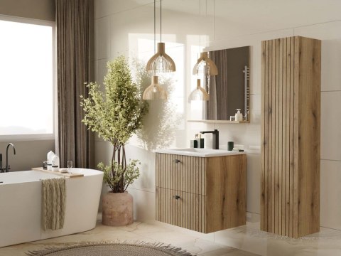 Szafka Pod Umywalkę Wisząca Evoke 2 Szuflady 60 cm Ryflowana Deko +Umywalka