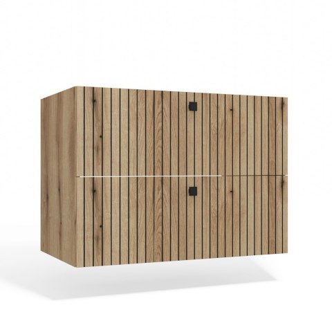 Szafka Pod Umywalkę Wisząca Dąb Evoke 2 Szuflady 80 cm Ryflowana Deko