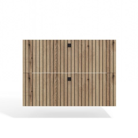 Szafka Pod Umywalkę Wisząca Dąb Evoke 2 Szuflady 80 cm Ryflowana Deko