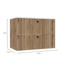 Szafka Pod Umywalkę Wisząca Evoke 2 Szuflady 80 cm Ryflowana Deko +Umywalka