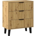 Komoda Szafka z 3 Szufladami Ryflowana Do Salonu Dąb Artisan Capri 3S