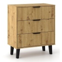 Komoda Szafka z 3 Szufladami Ryflowana Do Salonu Dąb Artisan Capri 3S