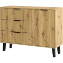 Komoda Szafka z 3 Szufladami Ryflowana Duża Do Salonu Dąb Artisan Capri