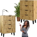 Komoda Szafka z 4 Szufladami Ryflowana Do Salonu Dąb Artisan Capri 4S