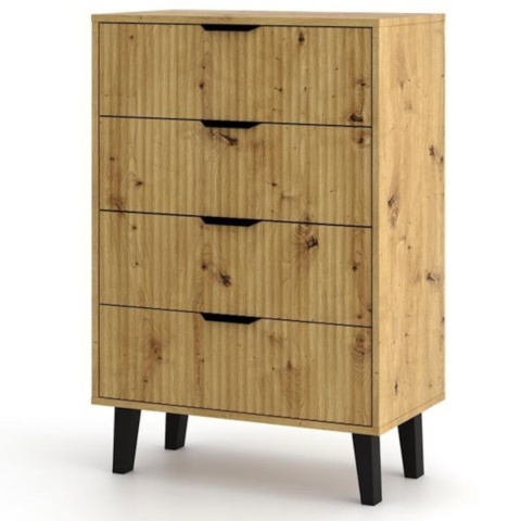 Komoda Szafka z 4 Szufladami Ryflowana Do Salonu Dąb Artisan Capri 4S