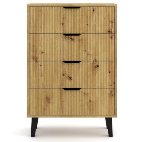 Komoda Szafka z 4 Szufladami Ryflowana Do Salonu Dąb Artisan Capri 4S