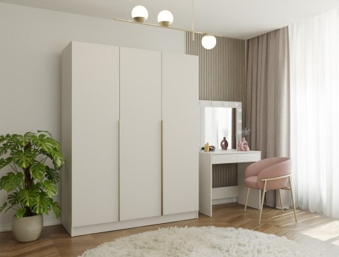 Szafa Garderoba 3 Drzwi 150 cm 12 Półek Do Sypialni Salonu Orsa Kaszmir Beż