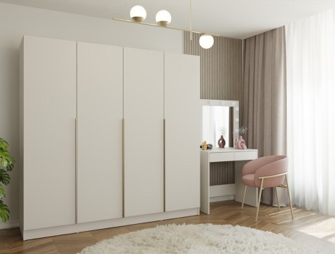 Szafa Garderoba 4 Drzwi 200 cm 12 Półek Do Sypialni Salonu Orsa Kaszmir Beż