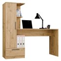 Biurko z Regałem Nowoczesne 140 cm Szuflada Półki Dąb Artisan MULTI