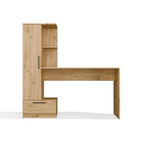 Biurko z Regałem Nowoczesne 140 cm Szuflada Półki Dąb Artisan MULTI