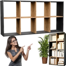 Regał Komorowy LAX 2x4 Otwarty 8 Półek Na Książki Zabawki Antracyt Artisan