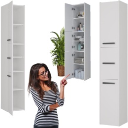 Szafka Łazienkowa Biała Stojąca Słupek Regał Półka 30x30x170 cm Mat Wąska PZ