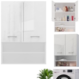 Szafka Łazienkowa Wisząca Nad Pralkę LAPO MINORDK Biała Połysk 64cm 4xPółka