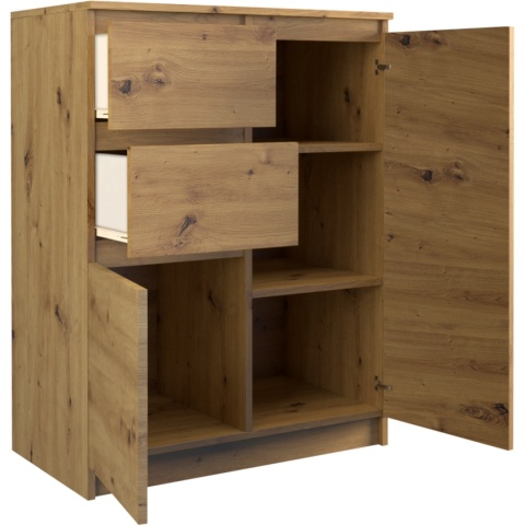 Komoda z Szufladami Szafka Do Salonu 40x70x97 cm Lilia 2D2S Dąb Artisan