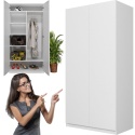 Szafa Biała Garderoba Na Ubrania Do Sypialni Przedpokoju DD90 cm 7 Półek