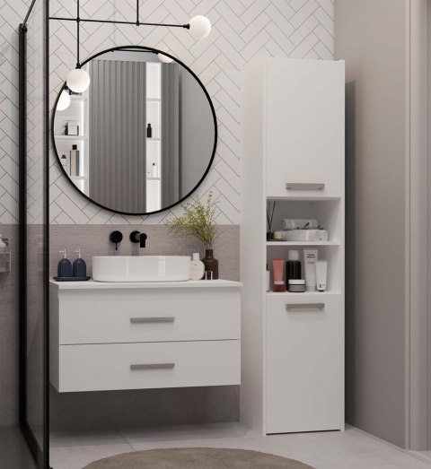 Szafka Pod Umywalkę Łazienkowa Wisząca Biała Nablatowa 2 Szuflady 80cm Lena
