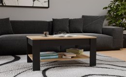 Stolik Kawowy Ława Do Salonu Półka 93x58x43,5 cm Dąb Artisan Czarny Rode