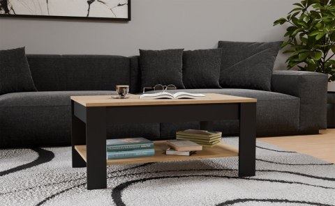 Stolik Kawowy Ława Do Salonu Półka 93x58x43,5 cm Dąb Artisan Czarny Rode