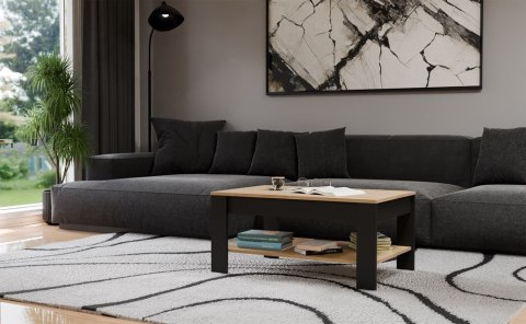 Stolik Kawowy Ława Do Salonu Półka 93x58x43,5 cm Dąb Artisan Czarny Rode