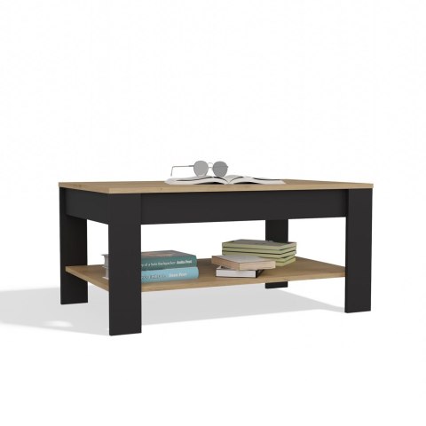 Stolik Kawowy Ława Do Salonu Półka 93x58x43,5 cm Dąb Artisan Czarny Rode