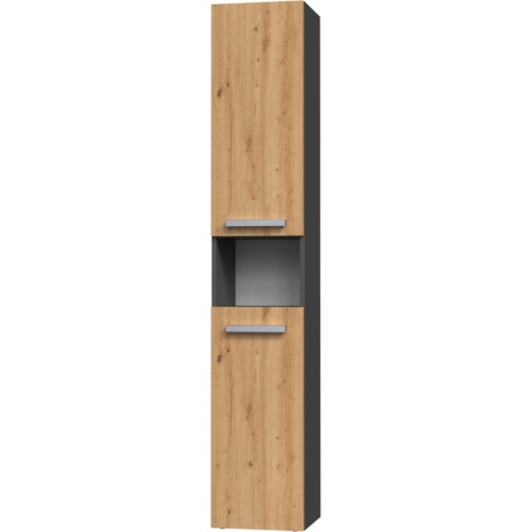 Szafka Łazienkowa Stojąca Słupek Antracyt Artisan z Koszem 31 cm Lena III