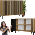 Komoda Szafka Regał do salonu Lamele Dąb Artisan Ryflowana Siena 2D S
