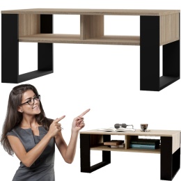Stolik Kawowy Ława Do Salonu z Półką 90x58x50 Sonoma Czarny Montana 2BP