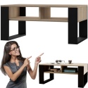 Stolik Kawowy Ława Do Salonu z Półką 90x58x50 Sonoma Czarny Montana 2BP