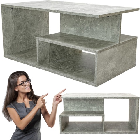 Stolik Kawowy Ława Do Salonu z Półką 90x51x43 Nowoczesny Beton Kansas