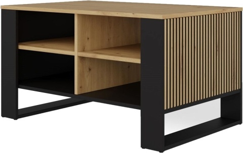 Stolik Kawowy Ława Do Salonu Półka 90x58x50 Artisan Czarny Montana 3BP Ryfl