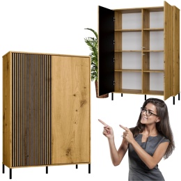 Witryna Szafka regał do salonu Dąb Artisan Lamele Ryflowany Front Siena 2D S