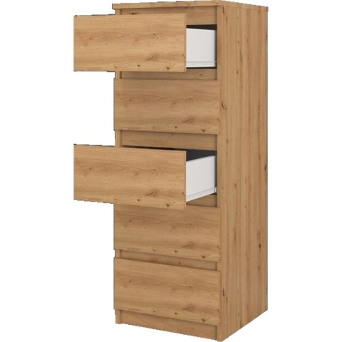 Komoda z 5 Szufladami Do Salonu 40x111x45 Wąska Dąb Artisan Lilia L5W