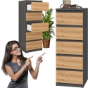 Komoda z 5 Szufladami Do Salonu 40x111x45 Wąska Antracyt Artisan Lilia L5W