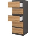Komoda z 5 Szufladami Do Salonu 40x111x45 Wąska Antracyt Artisan Lilia L5W