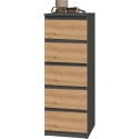 Komoda z 5 Szufladami Do Salonu 40x111x45 Wąska Antracyt Artisan Lilia L5W