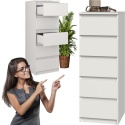 Komoda z 5 Szufladami Do Salonu 40x111x45 Wąska Biała Pojemna Lilia L5W