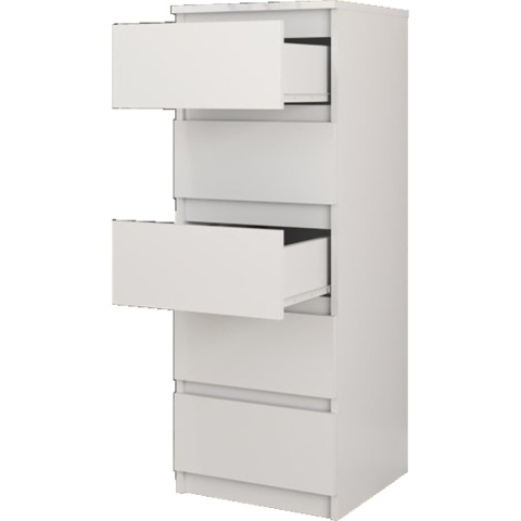 Komoda z 5 Szufladami Do Salonu 40x111x45 Wąska Biała Pojemna Lilia L5W