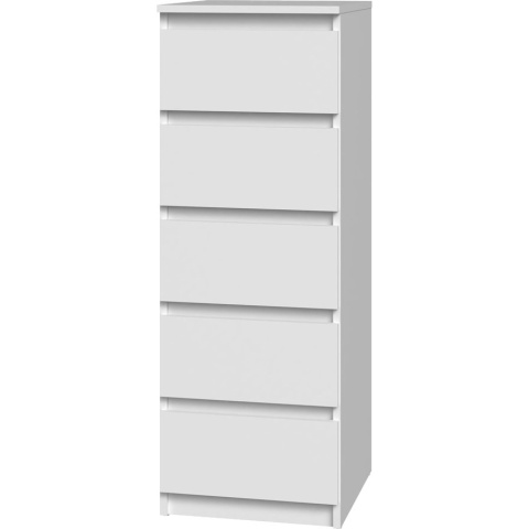 Komoda z 5 Szufladami Do Salonu 40x111x45 Wąska Biała Pojemna Lilia L5W