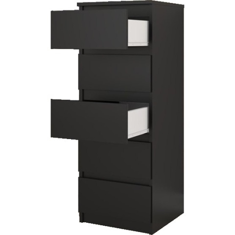 Komoda z 5 Szufladami Do Salonu 40x111x45 Wąska Czarna Pojemna Lilia L5W