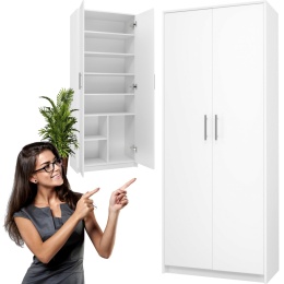 Regał Na Książki Segregatory Półka x8 Biurowy Do Salonu 74 cm Biały Lidia