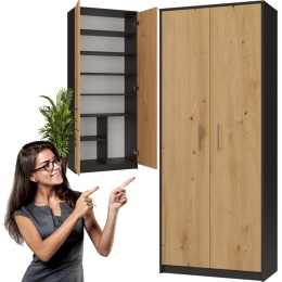 Regał Na Książki Segregatory Półka x8 Do Salonu 74 cm Antracyt Arti Lidia