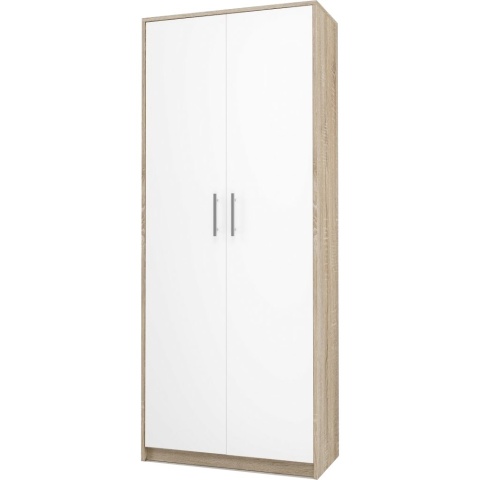 Regał Na Książki Segregatory Półka x8 Do Salonu 74 cm Sonoma Biały Lidia